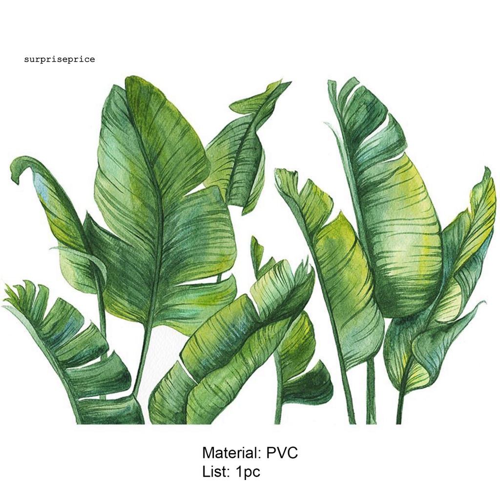 Set 2 Miếng Dán Tường Trang Trí Bằng PVC Chống Nước Không Cặp Nhăn Hình Lá Cây