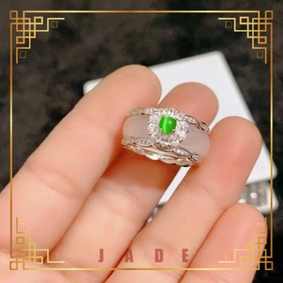 Nhẫn mạ bạc 925 đính ngọc bích trắng có thể tháo rời cho nữ