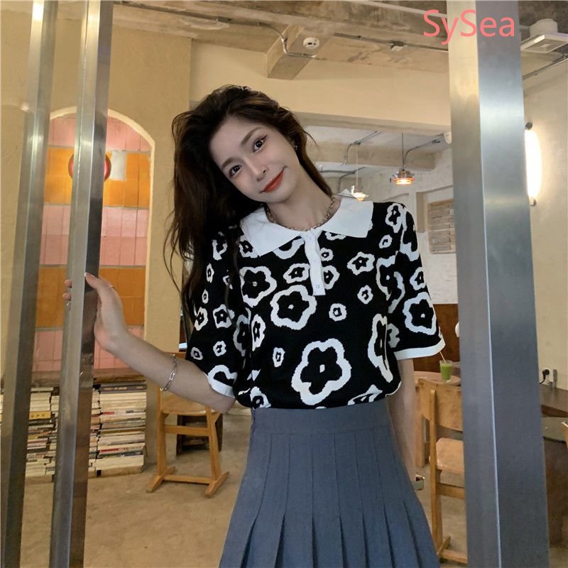 Áo Polo Dệt Kim Dáng Rộng Thời Trang Mùa Hè Cho Nữ