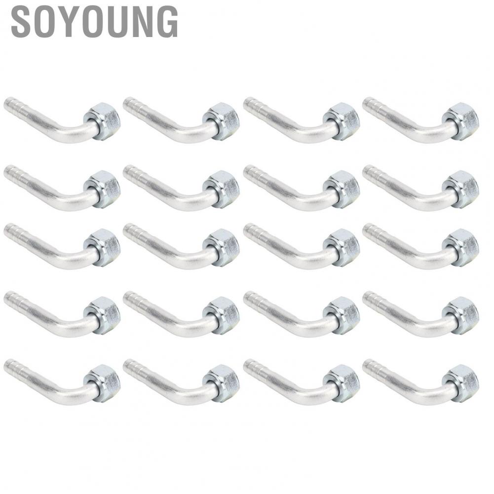 Soyoung Air Conditioning 90 Degree Connector  20 Pcs 0.54in Small Bore OD 5/8in Aluminum AC Splicer Fitting Stable Performance for Engineering Vehicle