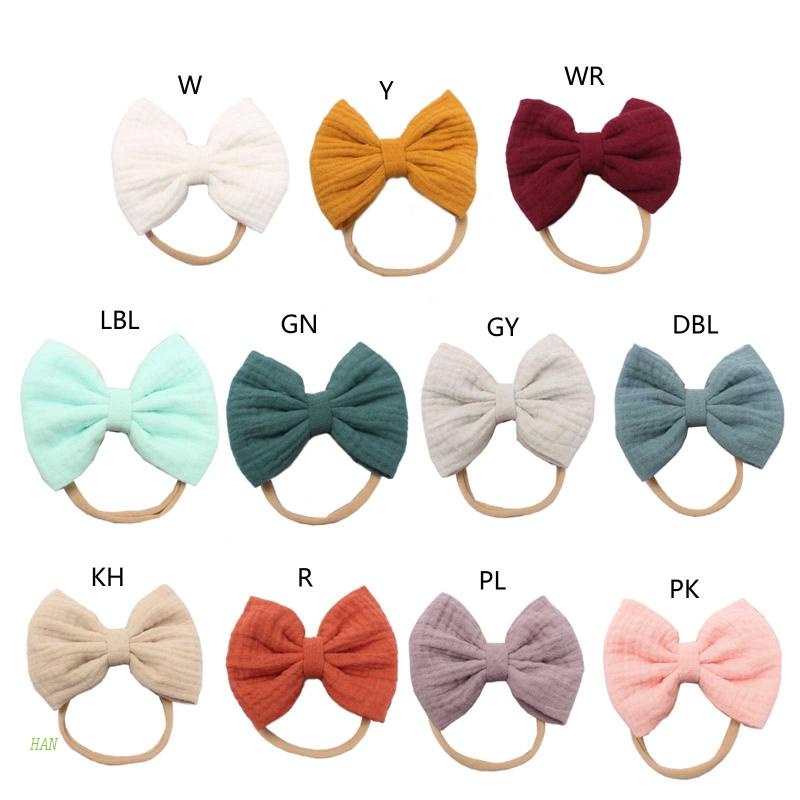 Băng Đô Cotton Mềm Co Giãn Đính Nơ Thời Trang Cho Bé Gái