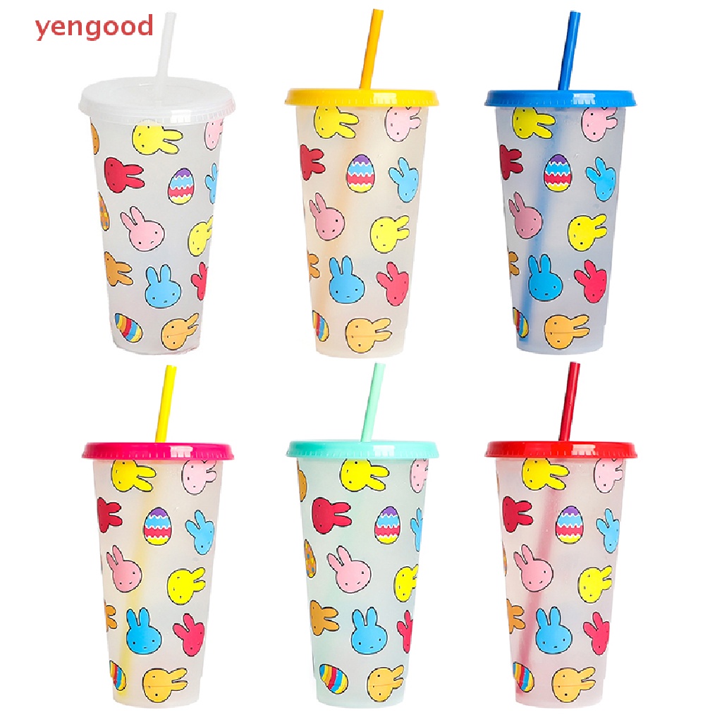 (YGD) Cốc Uống Nước Lạnh Bằng Nhựa Thay Đổi Màu Sắc Có Nắp Đậy Cho Tiệc Năm Mới