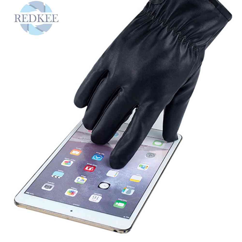 Găng Tay Sưởi Ấm Bằng Da PU Cho Nam Nữ