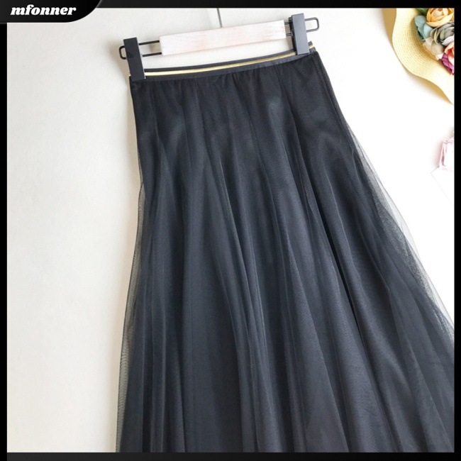 Chân Váy Tutu Lưng Cao Co Giãn Màu Trơn Mềm Mại Thoáng Khí Thoải Mái Cho Nữ