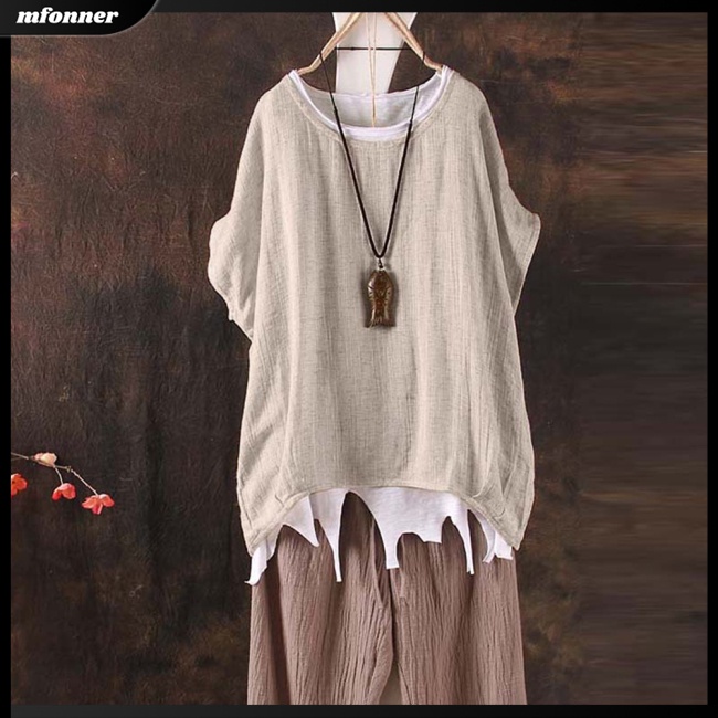 Áo Cổ Tròn Dáng Rộng Thoáng Khí Màu Trơn Thời Trang Cho Nữ