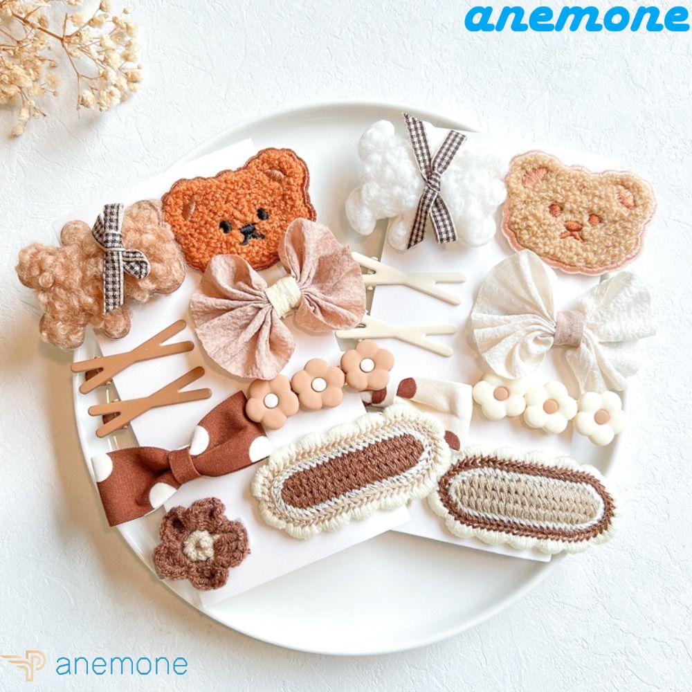 Kẹp Tóc Đính Nơ Dệt Kim Hình Gấu Dễ Thương Cho Bé Gái