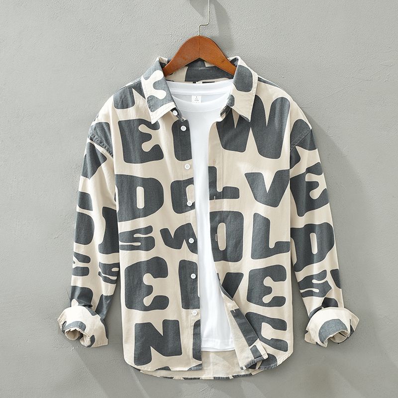 Áo Khoác Sơ Mi In Chữ Thời Trang Xu Hướng Nhật Bản