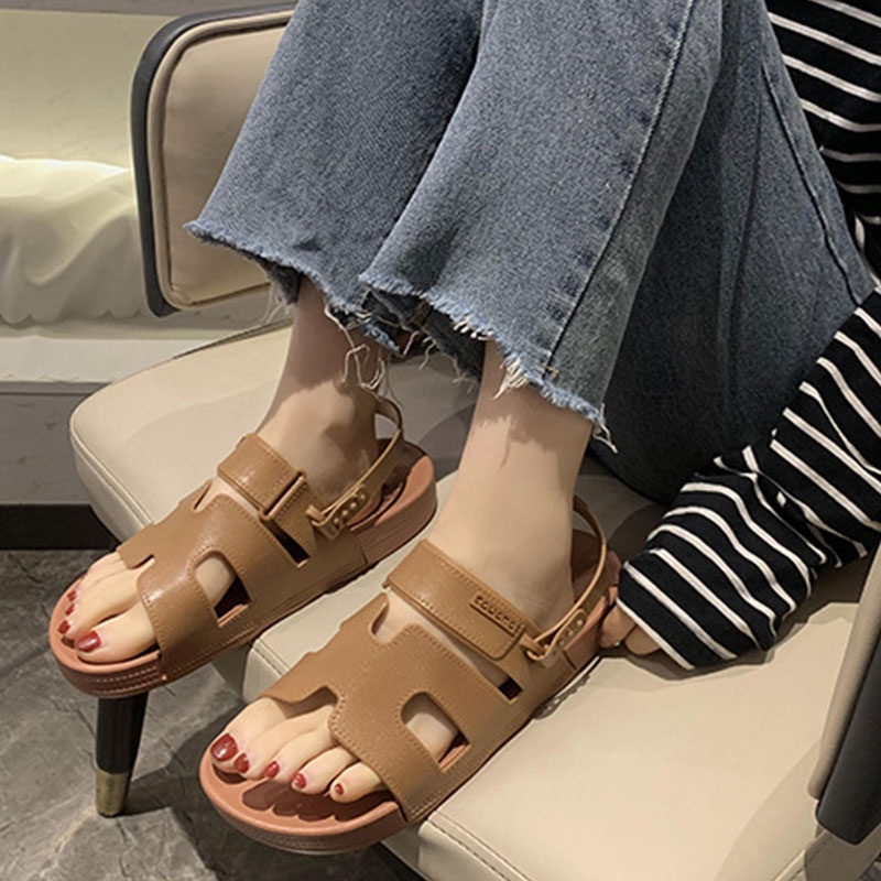 Xăng đan QIAOYILUO Đế Bằng Phong Cách retro Thời Trang Cho Nữ