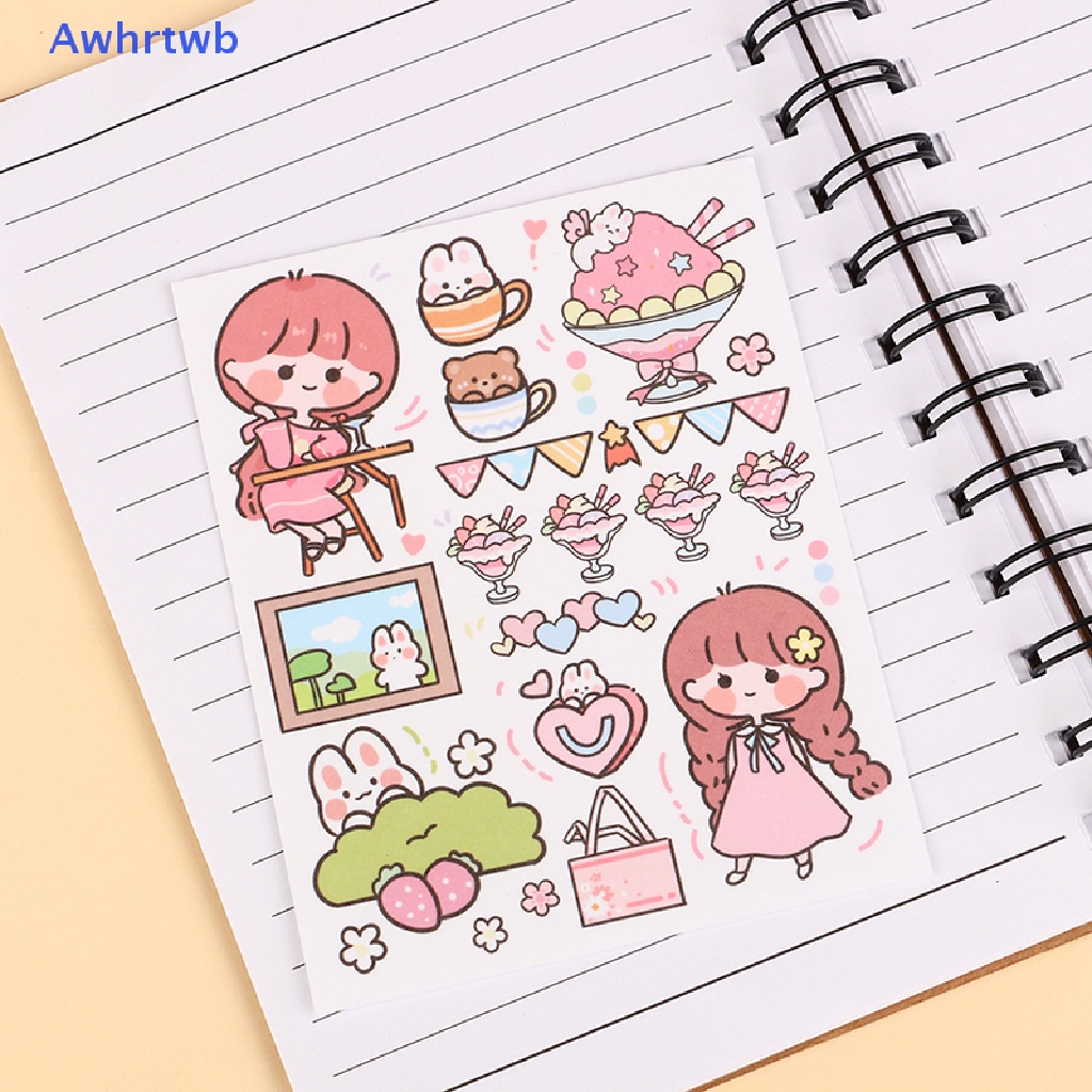 Set 50 Tấm Sticker Dán Trang Trí Sổ Tay Diy Hình Cô Gái Và Động Vật Dễ Thương Mới