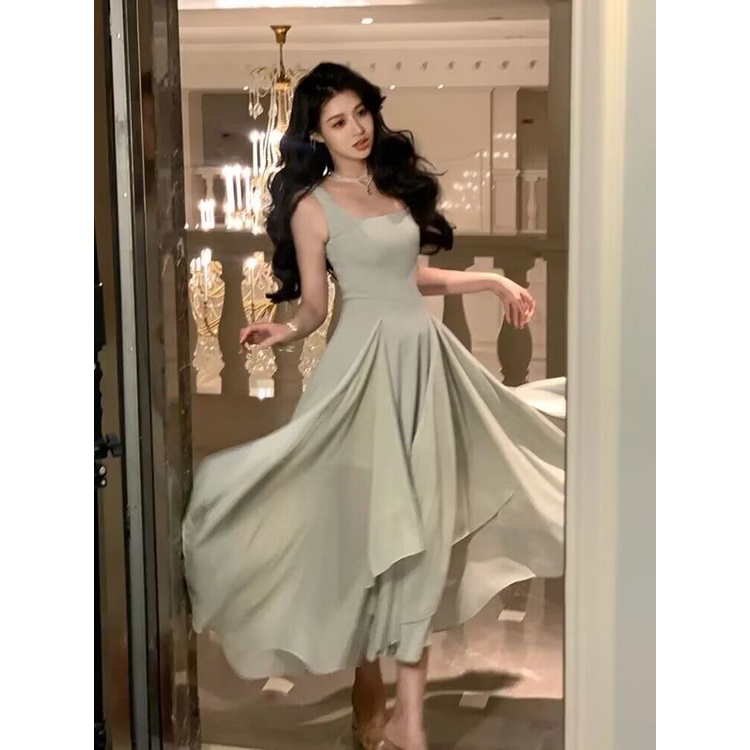 Đầm Hai Dây Mùa Hè 2023 Phong Cách Pháp Màu Trắng Thiết Kế Chất Lượng Cao Cho Nữ