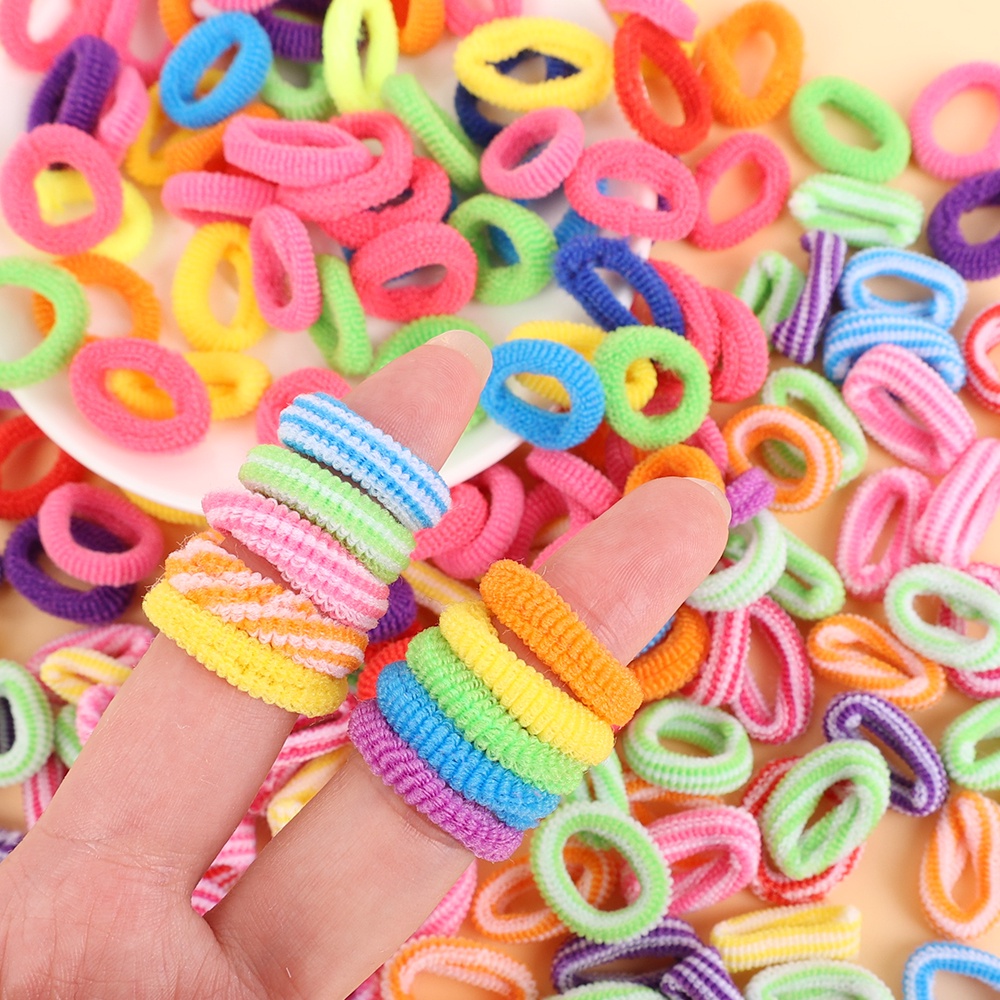 Set 100 Dây Buộc Tóc Co Giãn Nhiều Màu Sắc Thời Trang Dành Cho Nữ