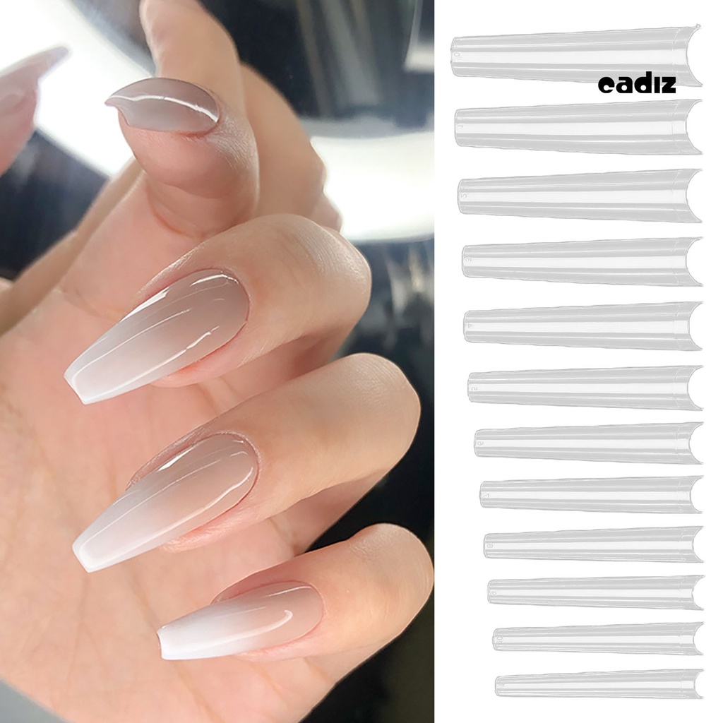 Hộp 240 Móng Tay Giả Kiểu Pháp Siêu Dài Trong Suốt Tự Nhiên Cho Nữ