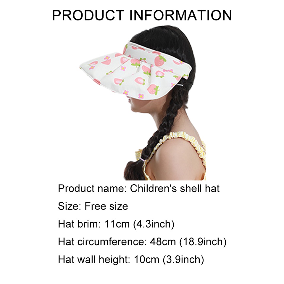 Mũ Lưỡi Trai Nửa Đầu Chống Nắng Chống Tia UV In Họa Tiết Quả Dâu / Chanh Dễ Thương Thời Trang Mùa Hè Cho Bé