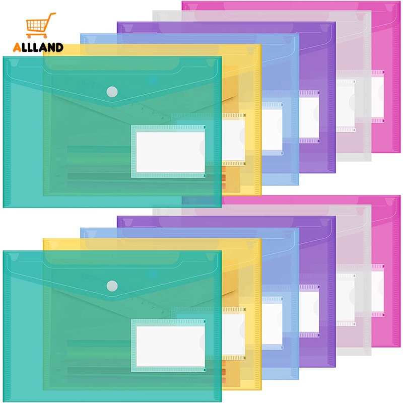 Bìa Đựng Tài Liệu Bằng Nhựa Poly Trong Suốt Chống Thấm Nước Có Nút Bấm Đa Ứng Dụng