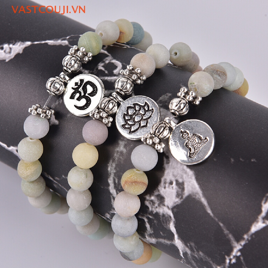 Vòng Tay Chuỗi Hạt Đá Chakra Mala Màu Nhám Phong Cách Phật Giáo Cho Nam Và Nữ