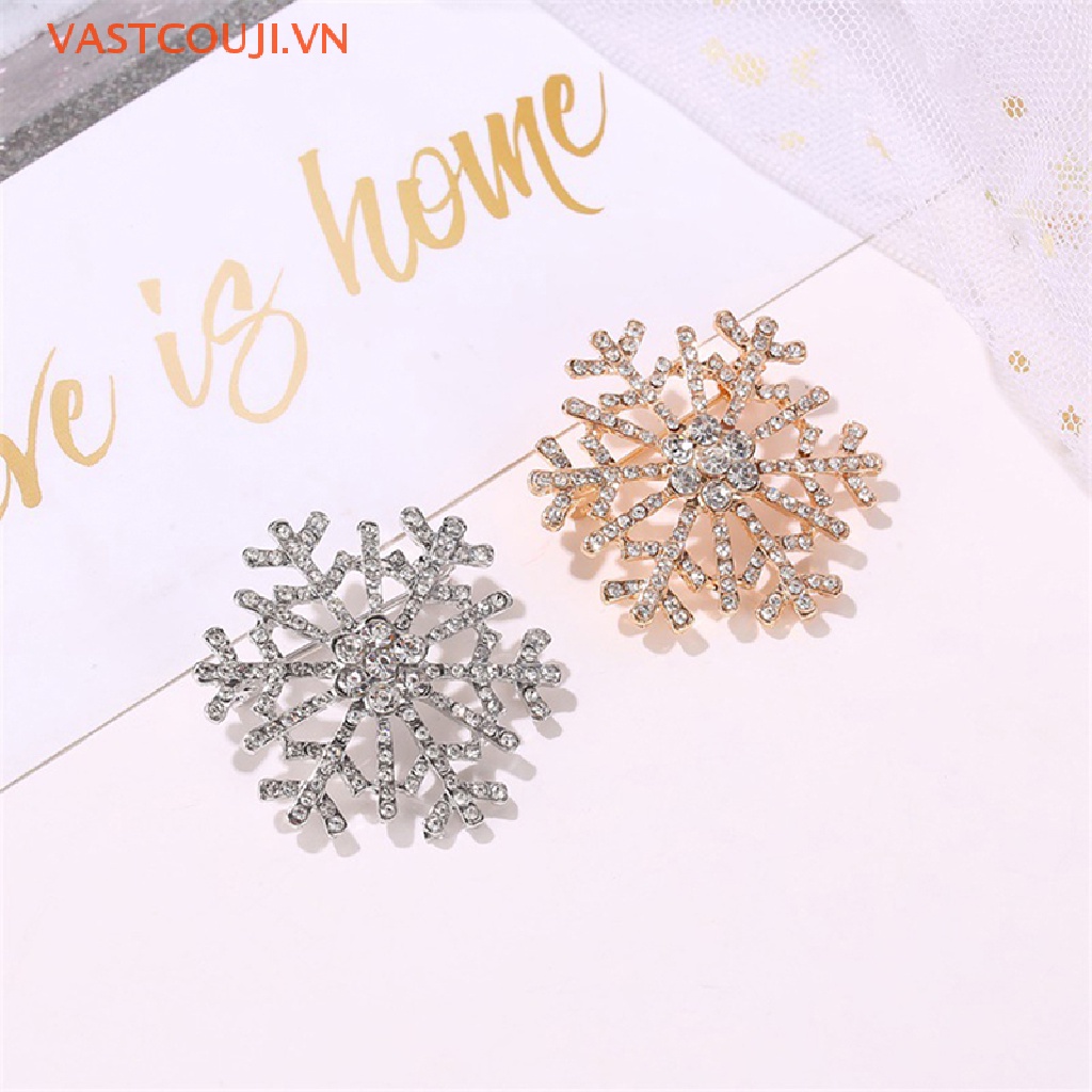 Ghim Cài Áo Hình Bông Tuyết Đính Đá Xinh Xắn Cho Nữ