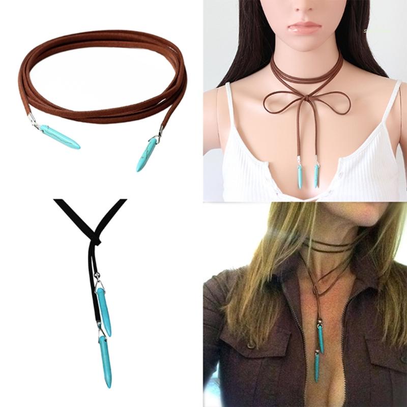 Vòng Cổ Choker Bằng Da Màu Đen / Nâu Thời Trang Cho Nữ