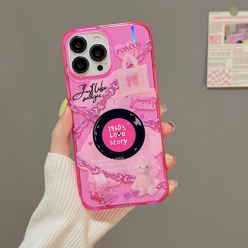 Ốp Điện Thoại Silicon Họa Tiết Hoạt Hình Cô Gái &amp; Hoa Xinh Xắn Chống Sốc Cho iPhone 14 13 12 11 Pro Max