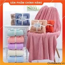 Bộ 2 khăn tắm gấp gọn bằng lông siêu mền mịn hàn quốc cao cấp