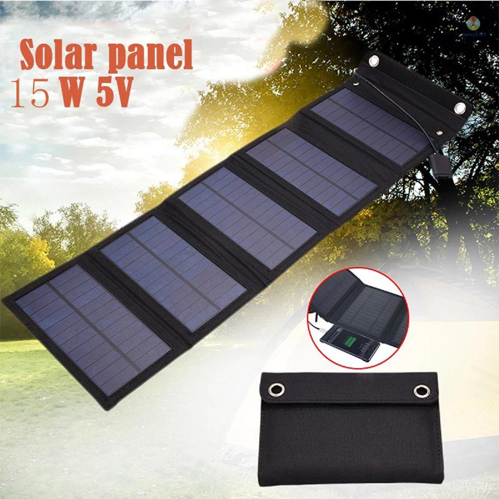 Tấm Sạc Năng Lượng Mặt Trời Monocrystalline Silicon 15W Cổng USB Có Thể Tháo Rời Cho Điện Thoại Di Động