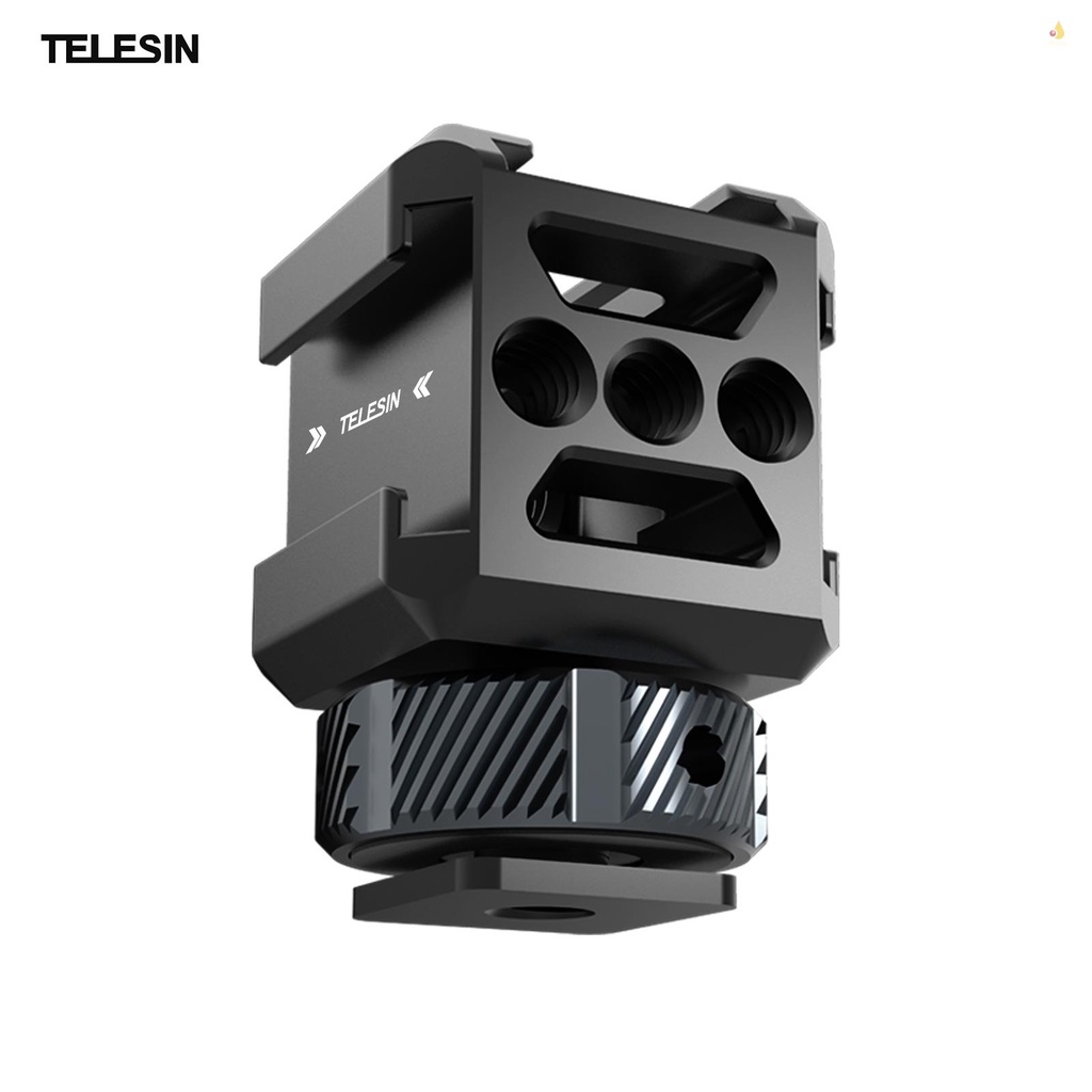 TELESIN Bộ Chuyển Đổi Gắn Đế Giày Lạnh Bằng Nhôm Tel Resin Với Lỗ Giao Diện 1 / 4 3 / 8 Cho Cánh Tay Nối Dài Micro Máy Ảnh Đèn LED Nghệ Thuật