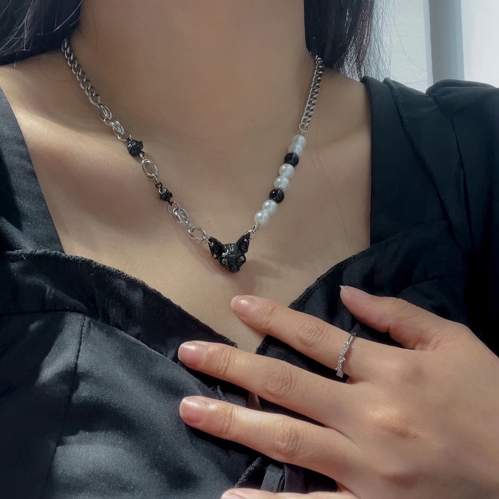 Vòng cổ Ngọc Trai Hình Mèo Phong Cách Hàn Quốc Thời Trang Cho Nữ