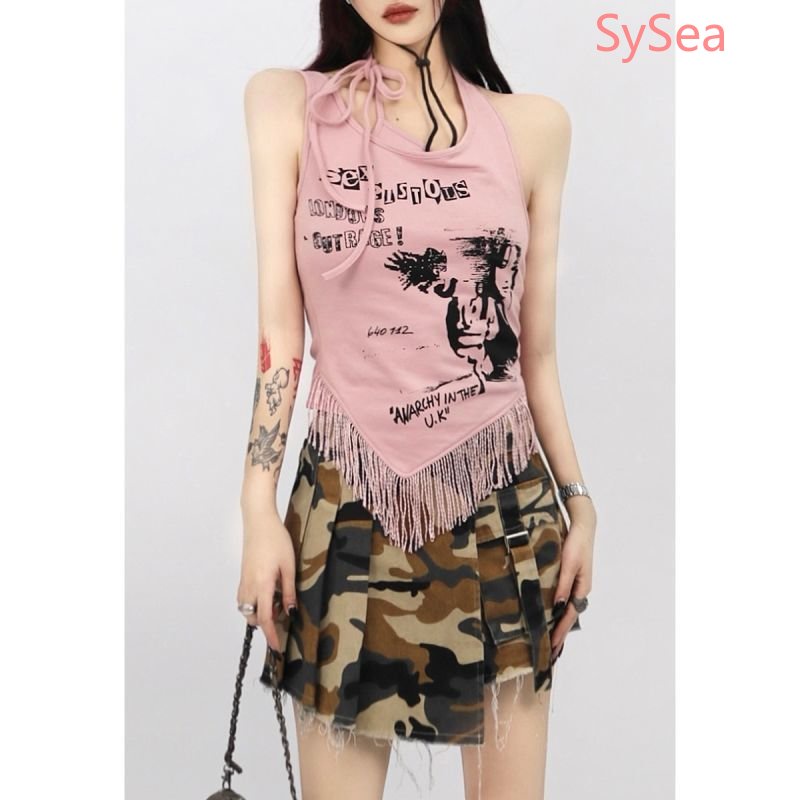 Áo Hai Dây Phối Tua Rua Phong Cách Retro Mỹ