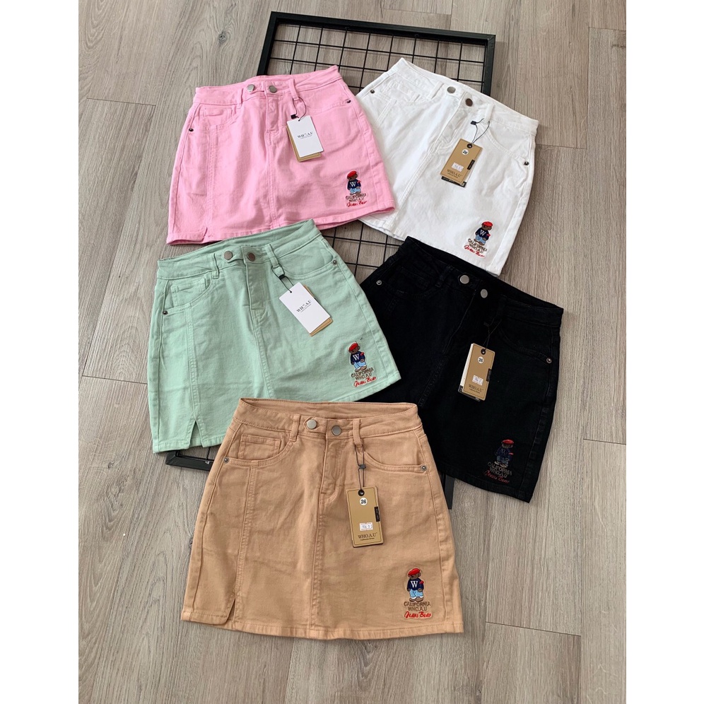 Chân Váy Jean Thêu Gấu W.h.o.a.u