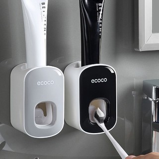 Bộ nhả kem đánh răng tự động, hộp dụng cụ lấy kem đánh răng nhà tắm cao cấp ecoco gắn tường tiện dụng cho gia đình