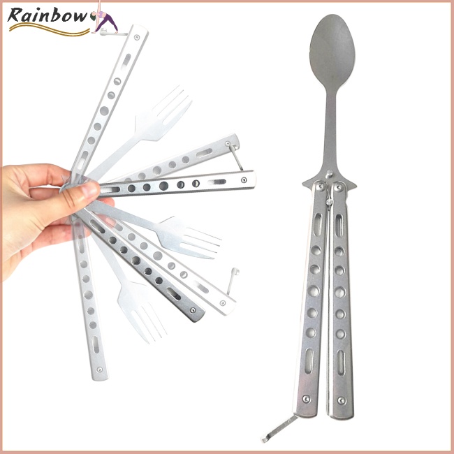 Bộ 2 Muỗng Nĩa Bằng Thép Không Gỉ Có Thể Gấp Gọn Tiện Dụng