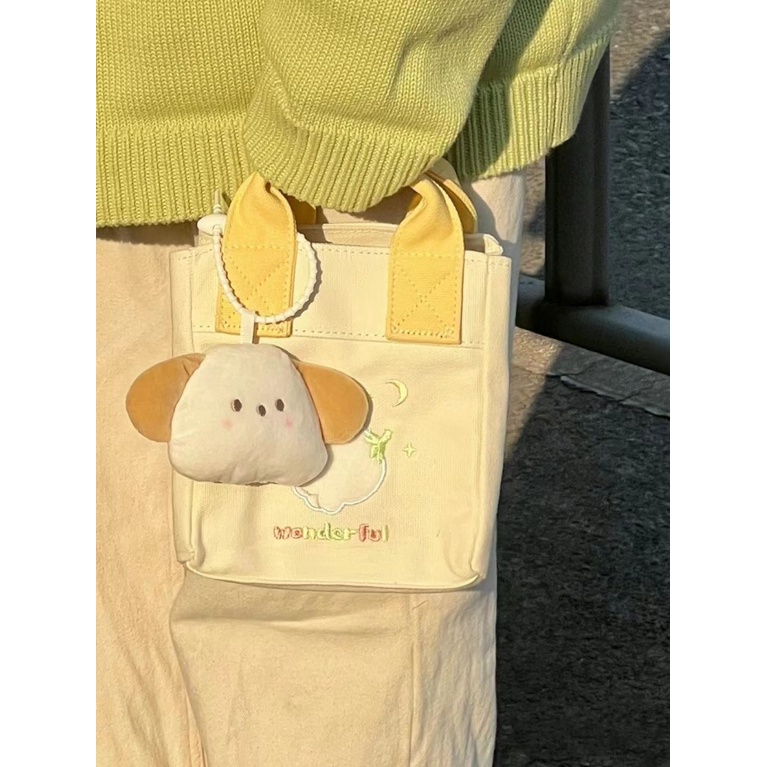 Túi Xách Vải Canvas Thêu Hình Cún Thời Trang Hàn Quốc