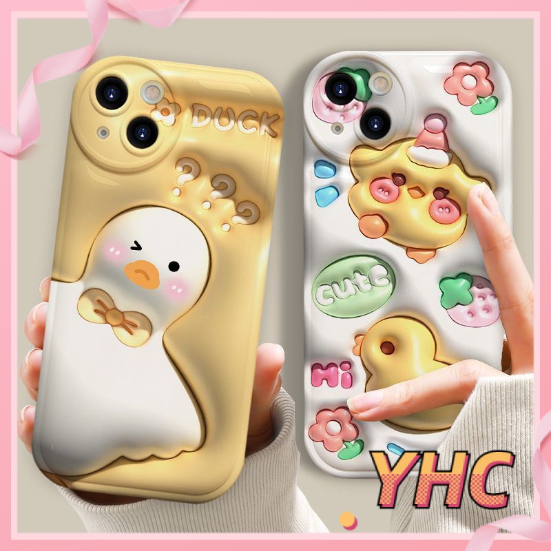 Ốp lưng iphone Hiệu ứng hình ảnh 3D của vịt dễ thương, đệm khí bong bóng, vỏ mềm silica gel chống rơi Cho Iphone 6 / 6S / 6splus / se / 7 / 7plus / 8 / 8plus / X / xs / xsmax / 11 / 12 / 13 / 14 / Plus / pro / pro max-5074
