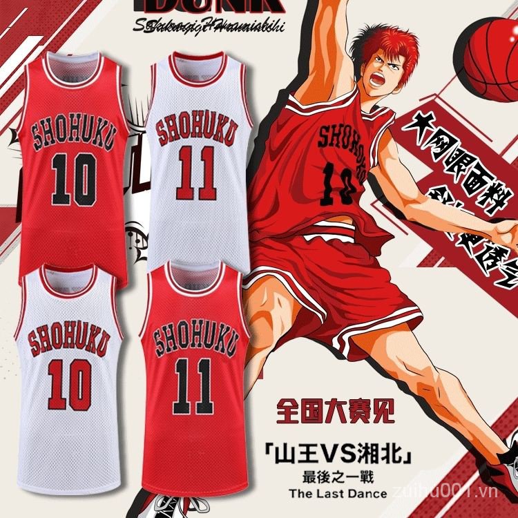 Áo Thun Họa Tiết Slam Dunk Cá Tính Trẻ Trung Set 10 Thẻ Hình Nhân Vật Hoa Anh Đào Số 10 Sakuragi Áo Bóng Rổ Phối Lưới 11 Kaede Rukawa Ogawa Shobei cxbqionghai.my423