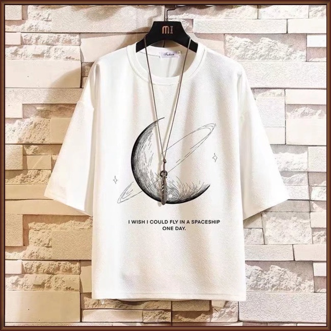Áo Thun Tay Ngắn Cổ Tròn Dáng Rộng In Họa Tiết Độc Đáo Thời Trang Mùa Hè Cho Nam