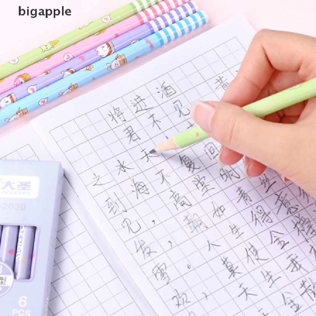 Set 6 Bút Chì Vẽ Hình Hoạt Hình Đáng Yêu Dành Cho Các Bé