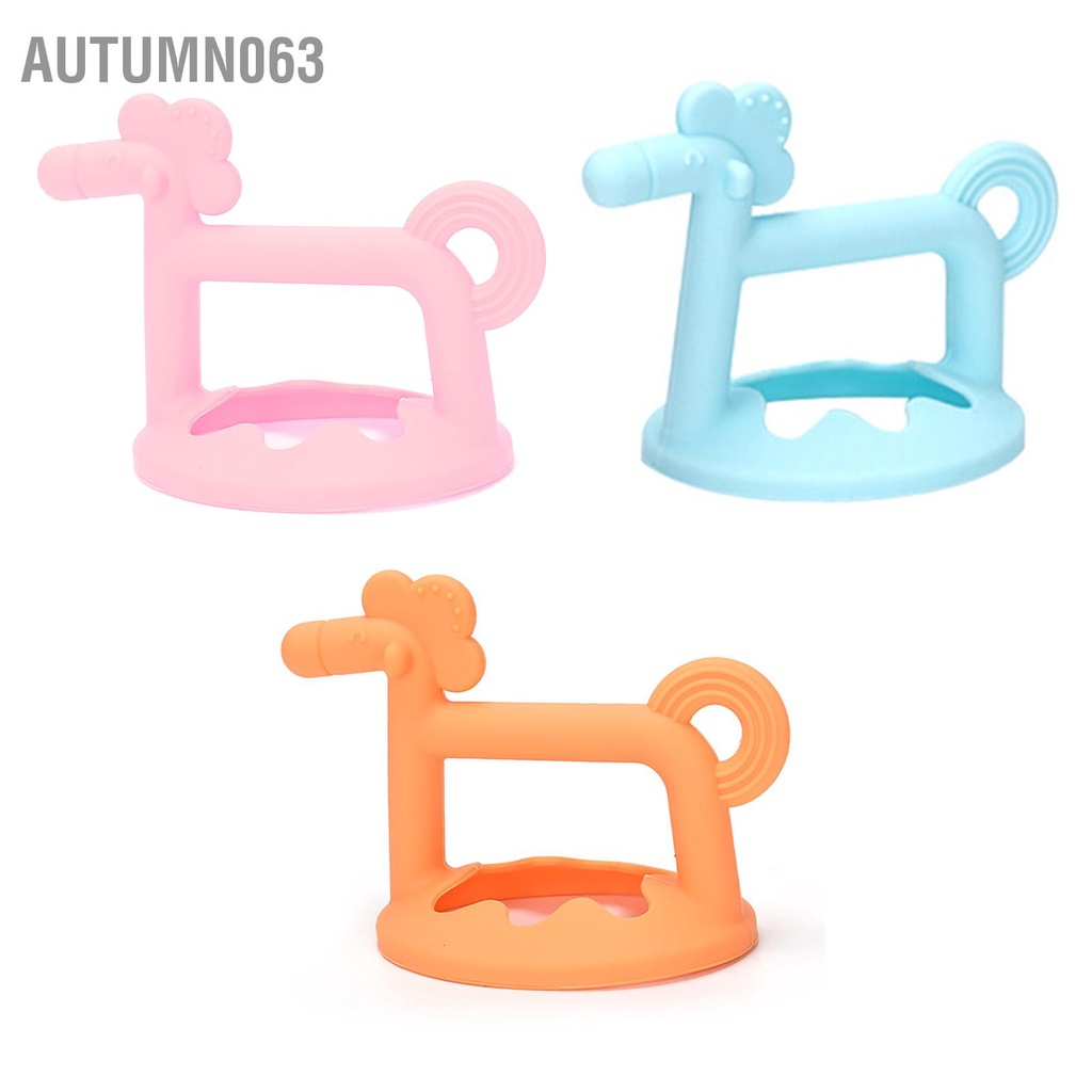 Autumn063 Bé Mọc Răng Đồ Chơi Hình Ngựa Mềm Cấp Thực Phẩm Nhai Cho Vòng Kèm Hộp