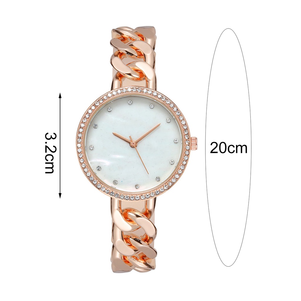 Đồng Hồ Đeo Tay Mặt Tròn Đính Đá Zircon Thời Trang Cho Nữ