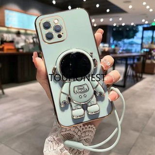 For Apple Ốp Điện Thoại iPhone 12 Pro Max Ốp Lưng iPhone 14 Pro Max Case iPhone 14 Plus Case iPhone 13 Mini Case Fashion Silicone Cute Cool Anime Astronaut Stand Phone Cover Cassing Case With Rope TG