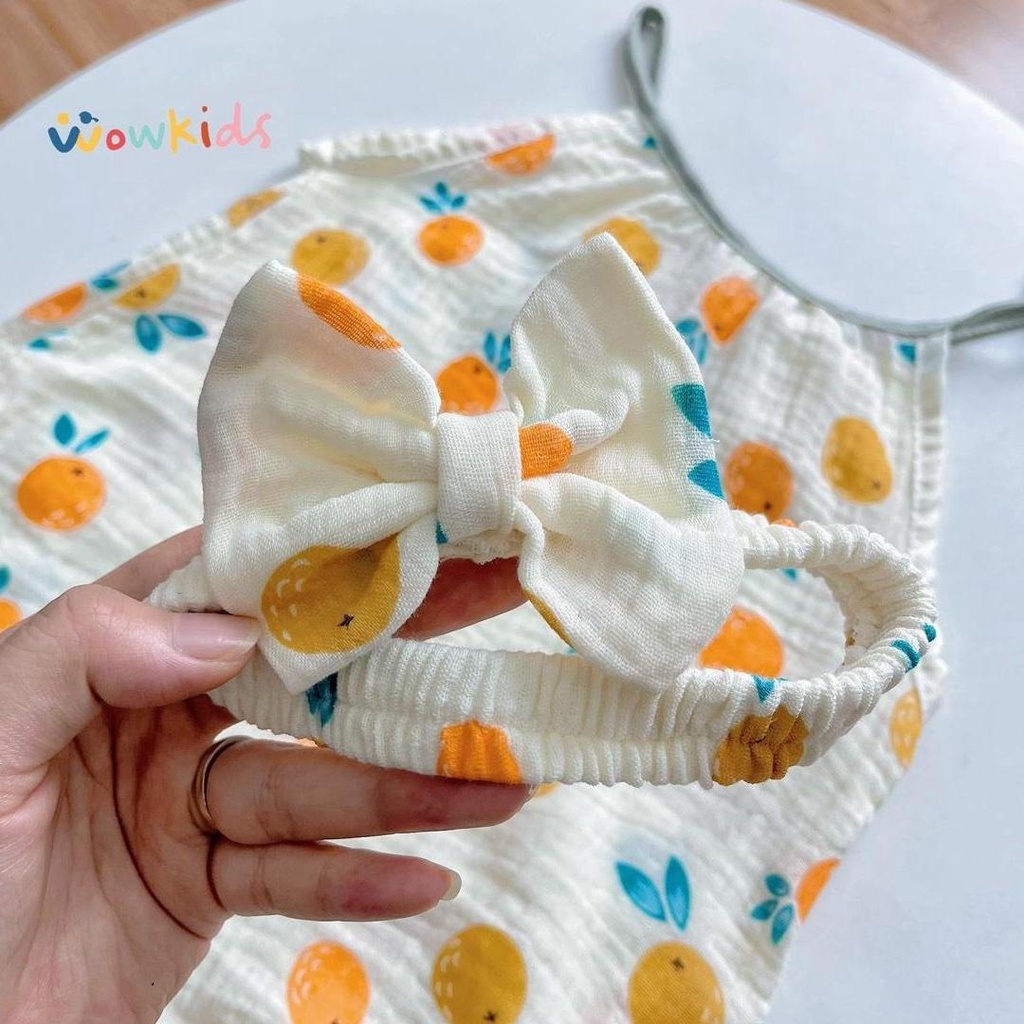 D02- Body Xô Muslin Quả Cam Kèm Tuban Cho Bé gái Từ 5-14kg