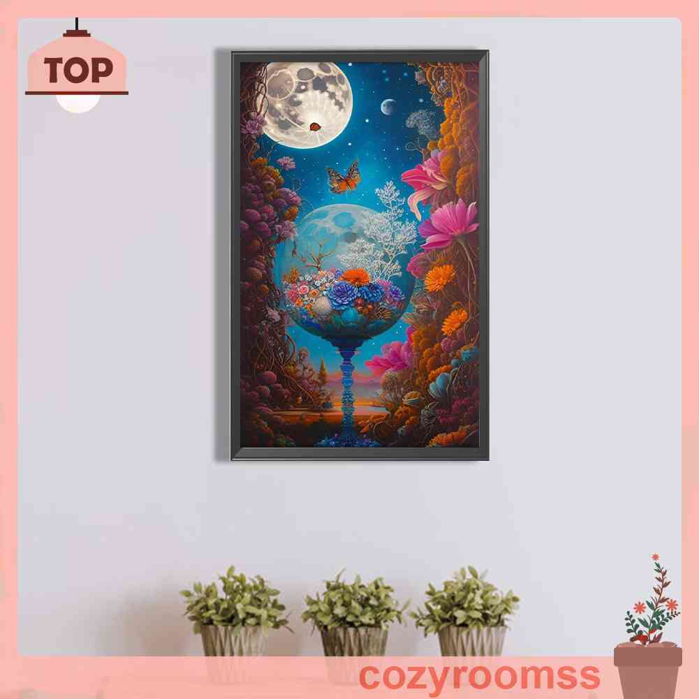 Tranh Đính Đá Kim Cương Toàn Bộ 5D DIY Hình Vẽ Hoa Trang Trí Nhà Cửa