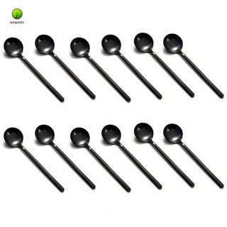 Bộ 12 muỗng cà phê mini mạ màu đen có tay cầm đục