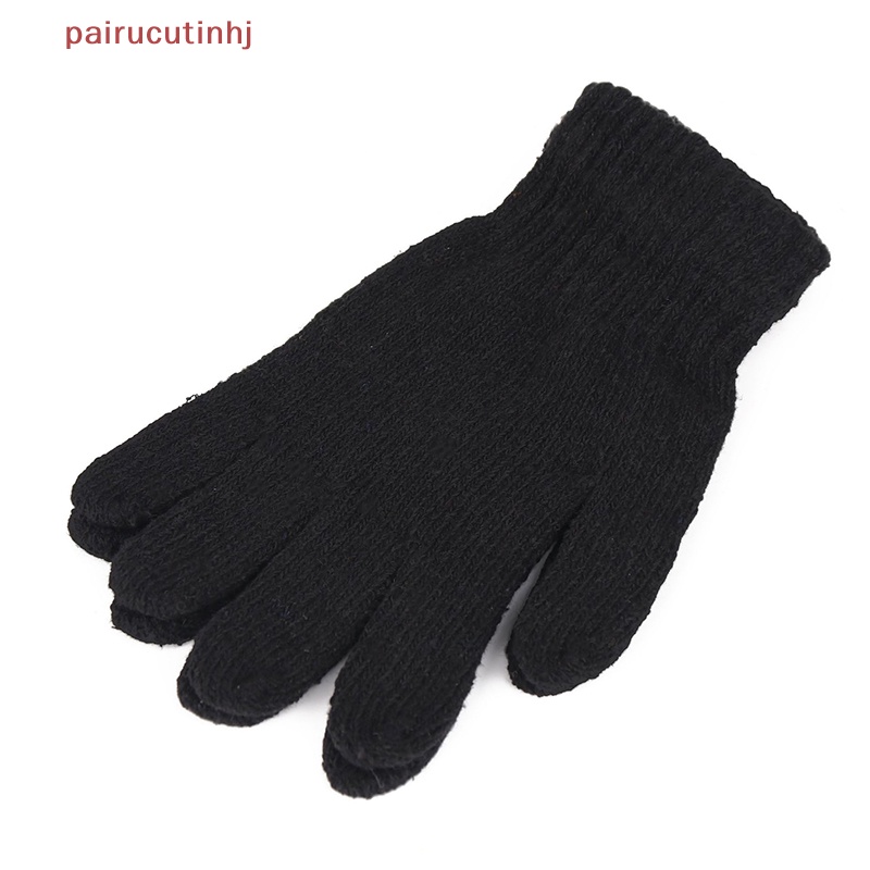 1 Đôi Găng Tay Len Cotton Màu Đen Giữ Ấm Mùa Đông Cho Nam Nữ