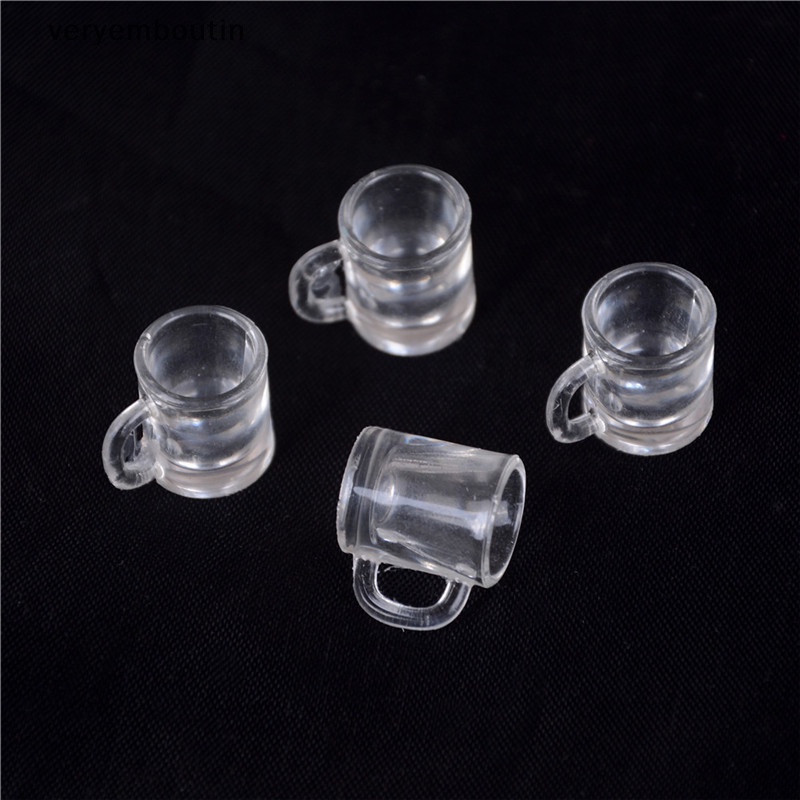 Set 4 Ly Thủy Tinh Uống Bia Bằng Nhựa Tỉ Lệ 1 / 12 Trang Trí Nhà Búp Bê
