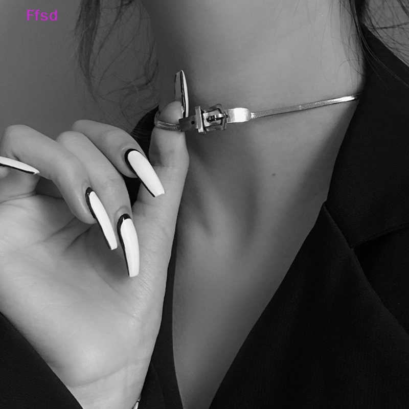 Vòng Cổ Choker Dây Xích Bằng Thép Titan Phong Cách Punk Hiphop Tối Giản Quyến Rũ Cho Nữ