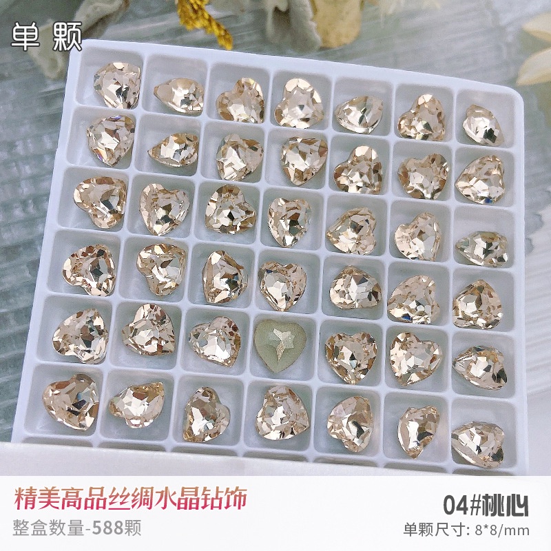 Móng Tay Lụa Đính Đá Lấp Lánh Hình Trái Tim Phong Cách Mới Chất Lượng Cao