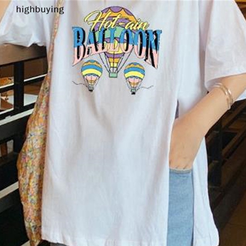 Áo Thun Tay Ngắn Cổ Tròn In Hình Bong Bóng Y2K Thời Trang Mùa Hè Cho Nữ