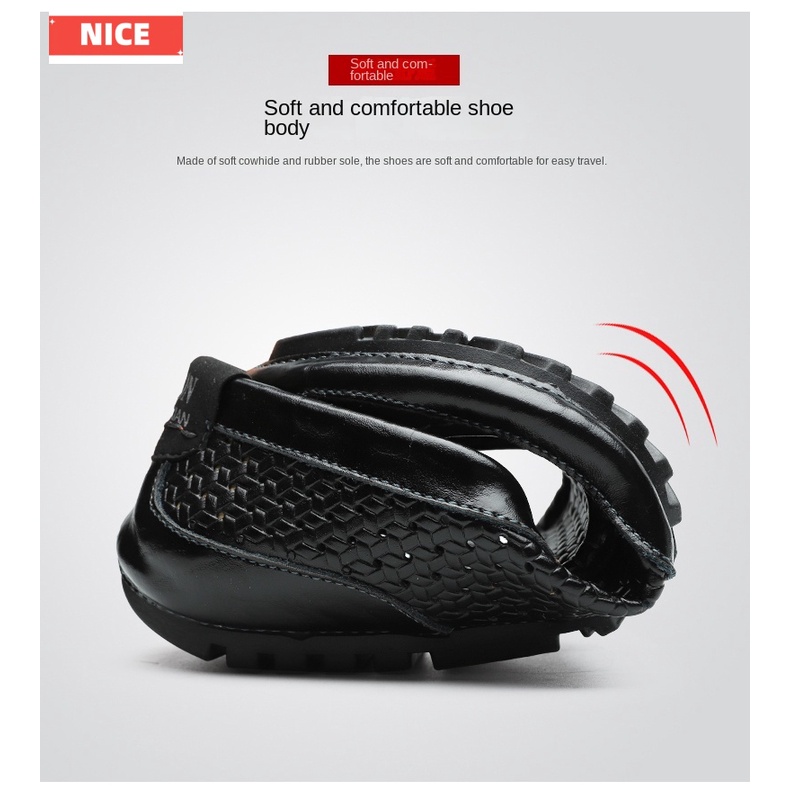 Giày Lười Chất Liệu Da Thật Thoáng Khí size Lớn 38-47 Cho Nam