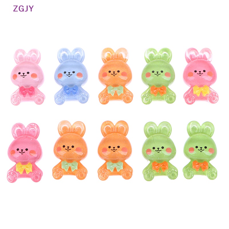 Set 10 Tượng Thỏ Gấu Hoạt Hình Đáng Yêu Trang Trí Scrapbook Mới