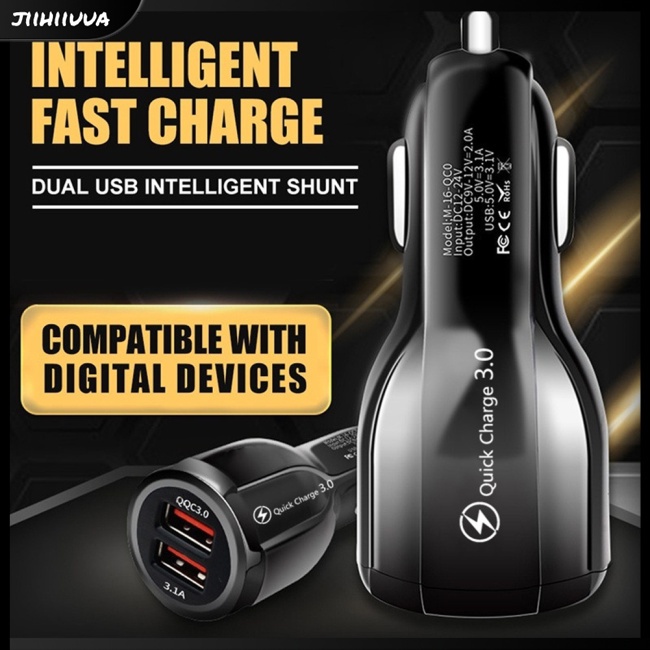 Cục Sạc Nhanh Qc3.0 Kép Usb Kép Bằng Hợp Kim Nhôm Thông Minh Cho Xe Hơi