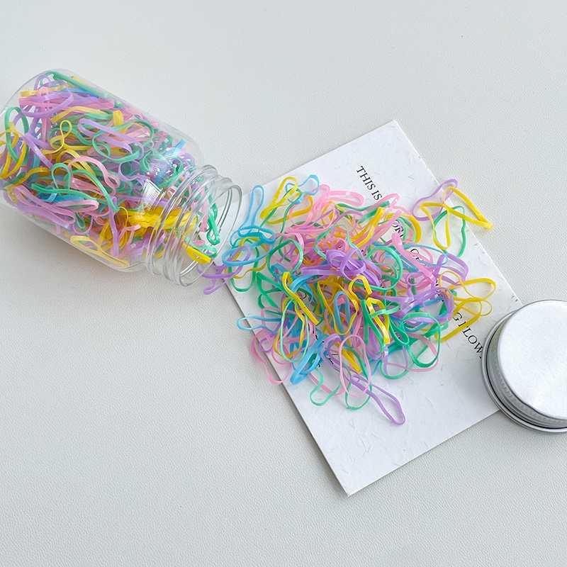 Hộp 100 / 200 Dây Buộc Tóc Sử Dụng Một Lần Màu Sắc Ngọt Ngào Cho Bé